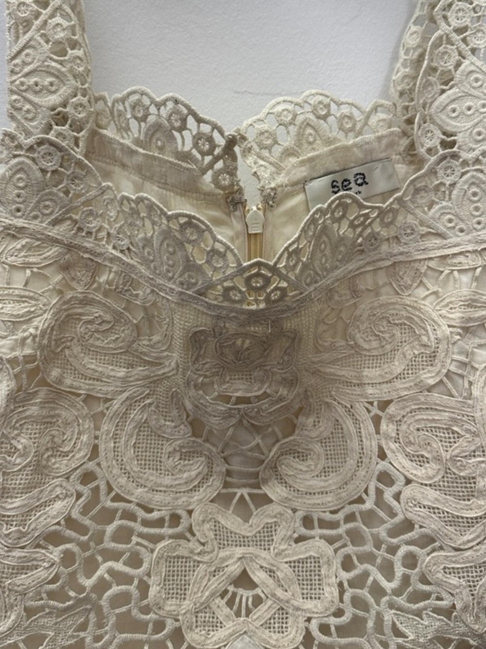 Sea New York Lace Crochet Mini Dress in Beige - Picture 7 of 7